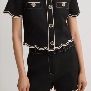 Ramy Brook Black Top with scalloped Trim